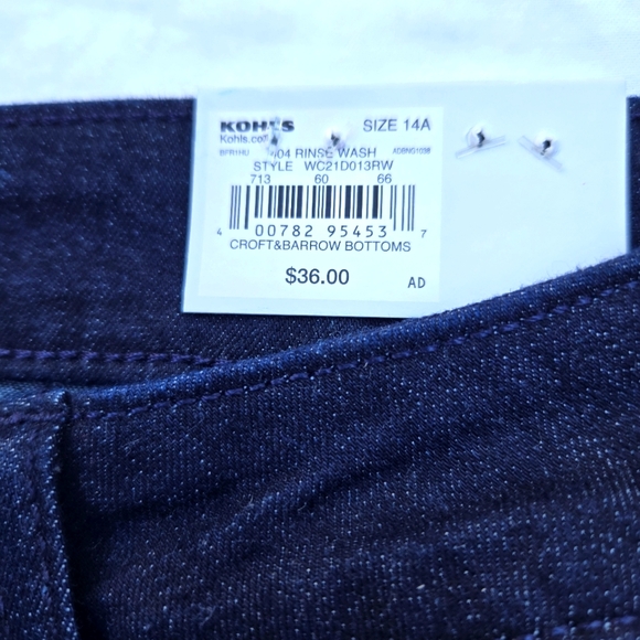 Croft & Barrow capri mid rise denim jeans women's size 14A classic stretch NWT - Picture 14 of 15